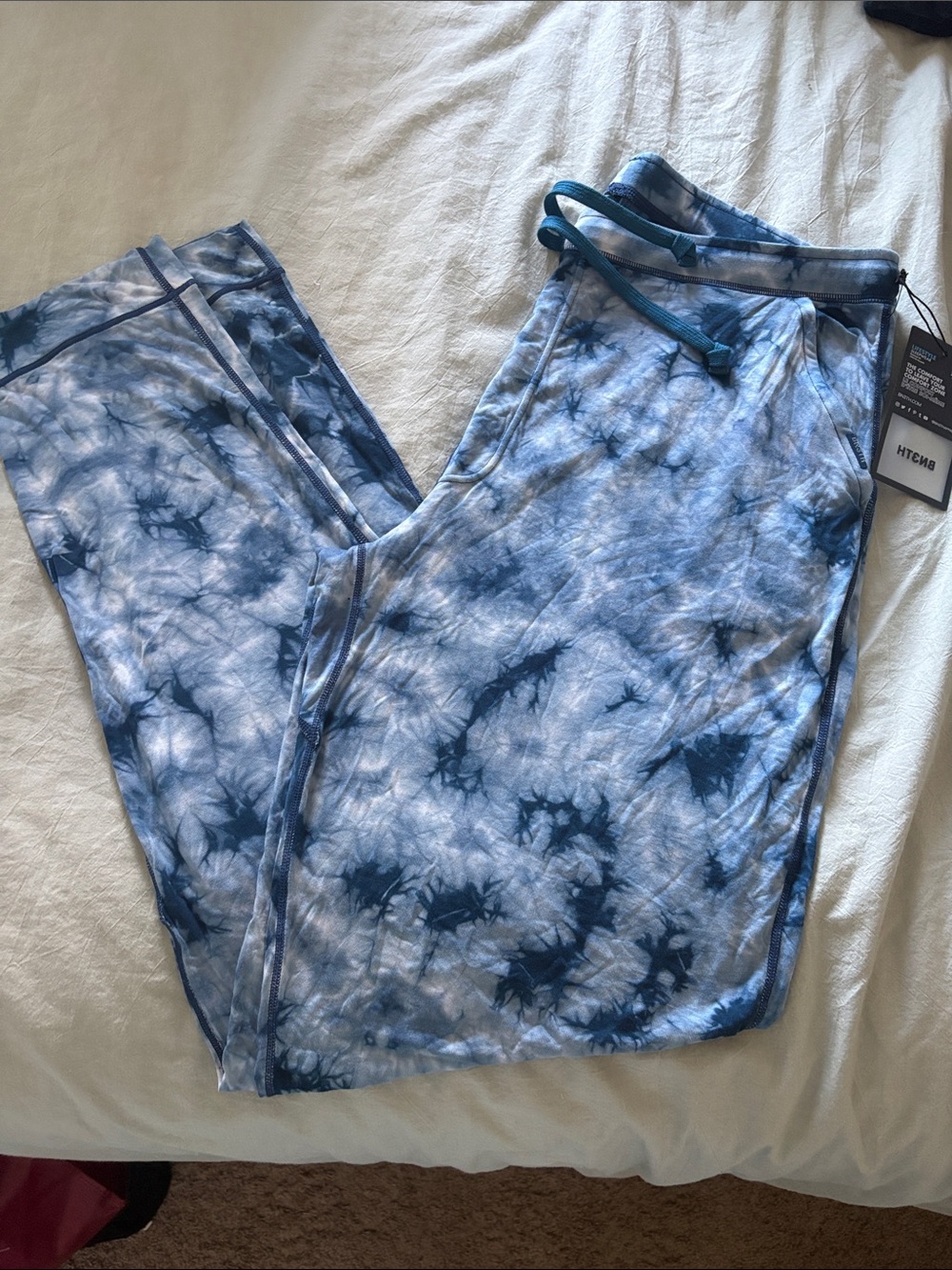 Men's Blue Tie-Dye Jogger Sweatpants with Drawstring
